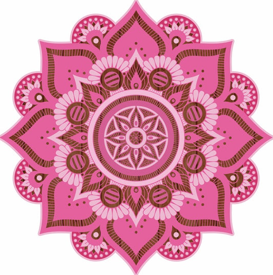 Alfombra Vinílica / Mandala Boho Wood Pink