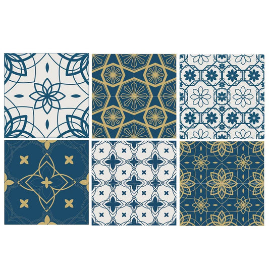 Set Baldosas Adhesivas / Gold Blue Tiles