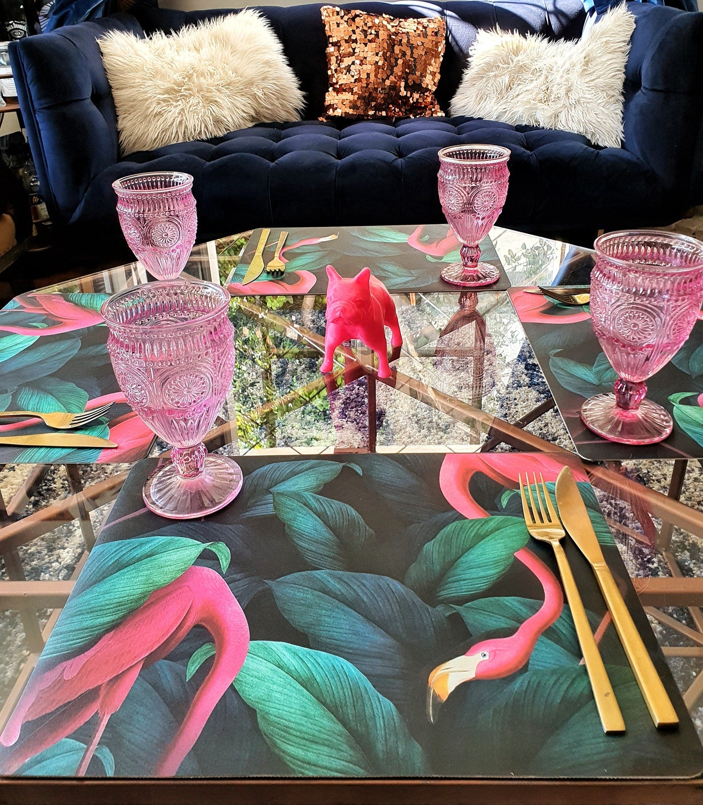 Set de 6 Individuales / Flamingos In the Jungle