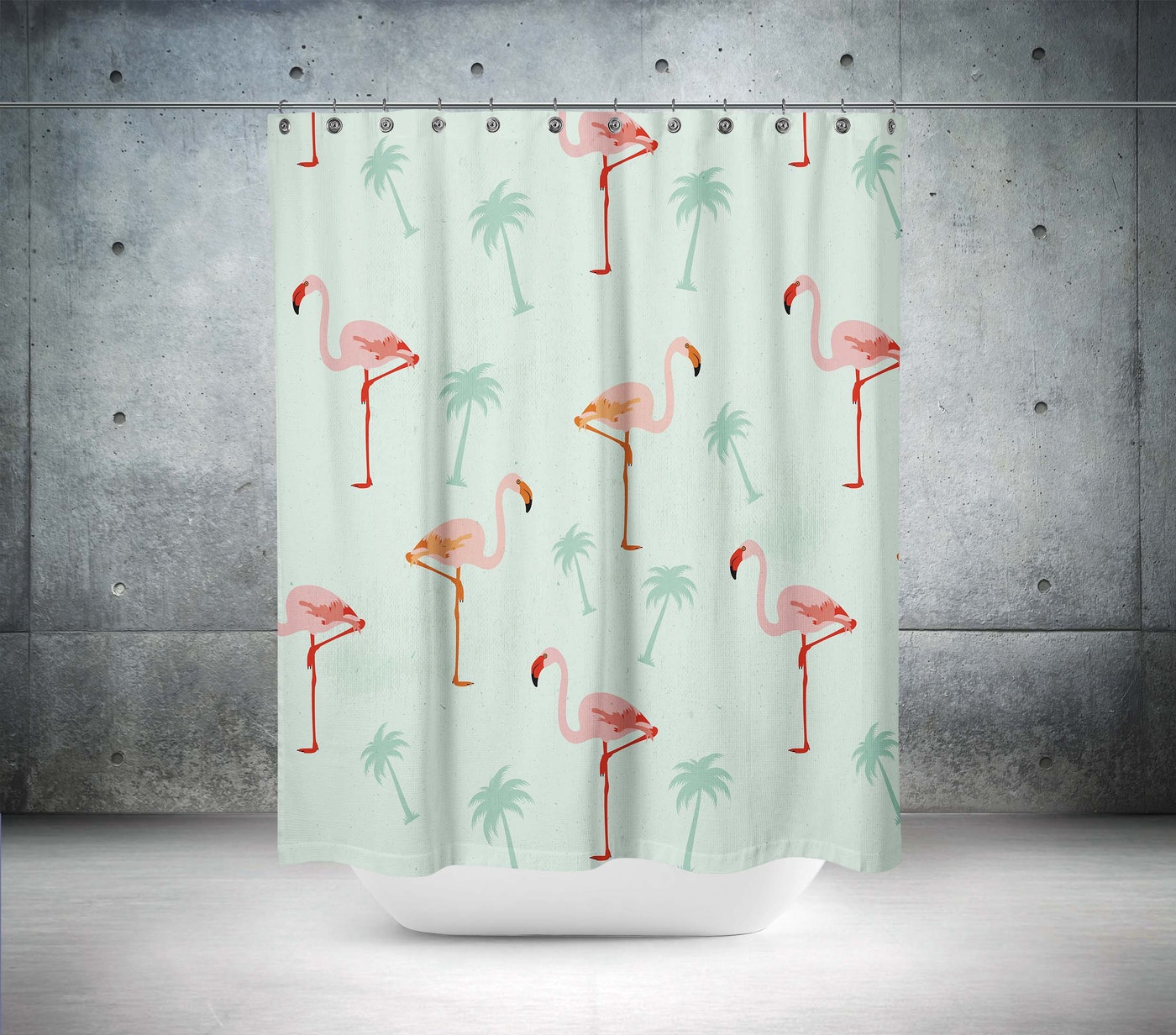 Cortina de Baño Tropik Flamingo Vintage