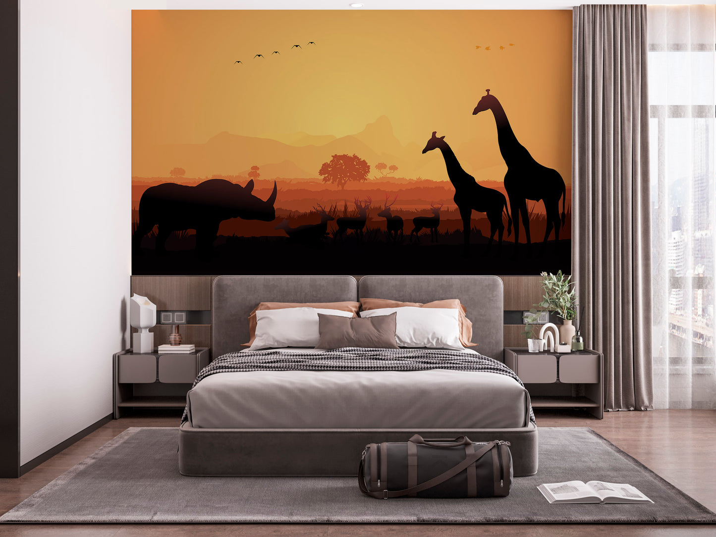 Papel Mural / Giraffe Sunset