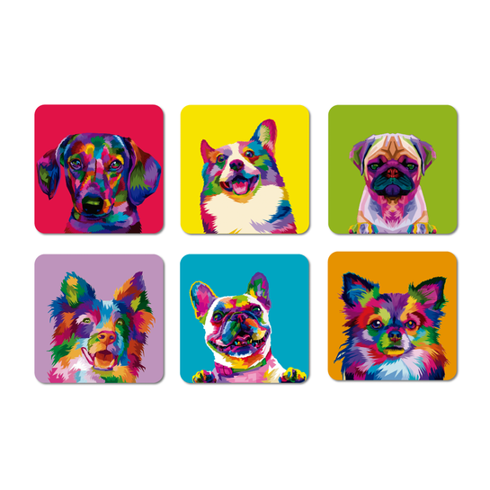 Set de 6 Posavasos de PVC / Color Dogs